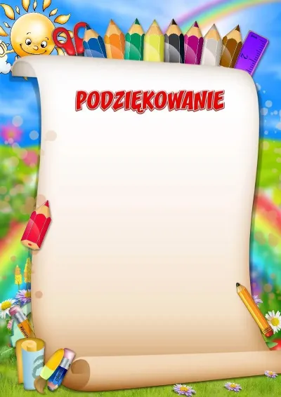Szablon podziękowania «Wesołe kredki»