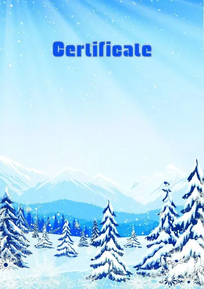 Artistic certificate template 'Winter Foothills'