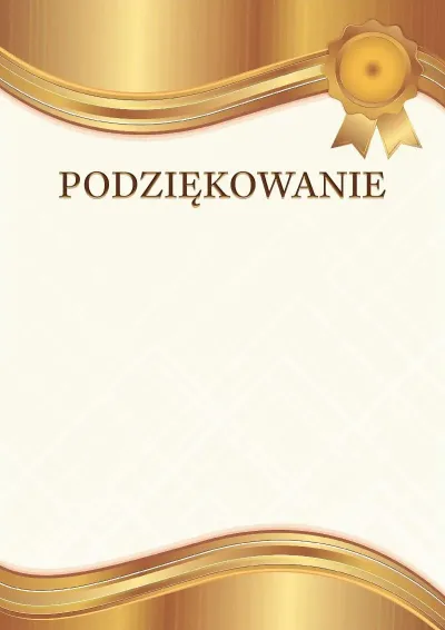 Szablon podziękowania z godłem «Bursztynowe złoto»