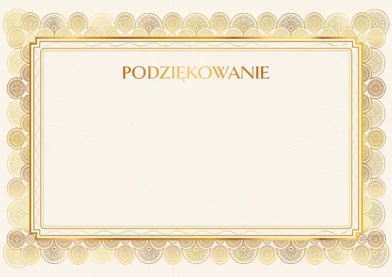 Szablon podziękowania «Złoty blask»