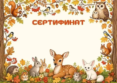 Шаблон детского сертификата «Осенняя сказка»