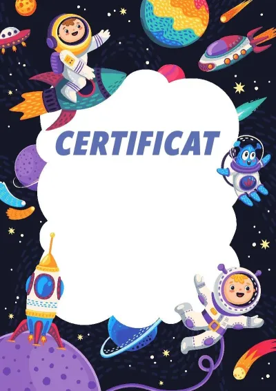 Șablon de certificat pentru copii «Cosmosul Vesel»