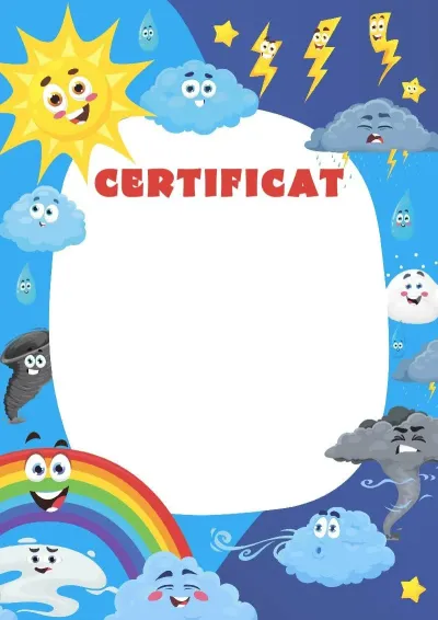 Șablon de certificat pentru copii «Minuni în natură»