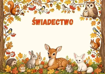 Szablon dziecięcego świadectwa «Jesienna bajka»
