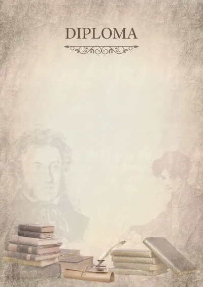 Modello di diploma scolastico 'I tempi di A.S. Pushkin'
