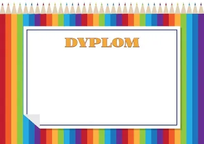 Szablon dziecięcego dyplomu «Tęczowe kredki»