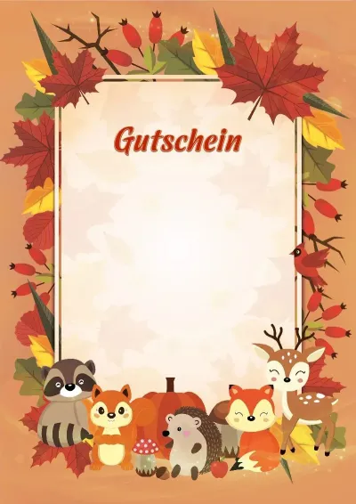 Gutschein-Kindervorlage 'Herbstfreunde'