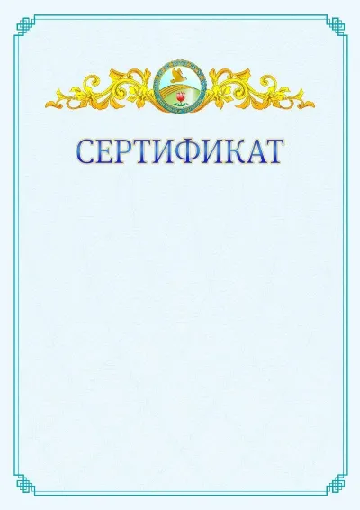№15 ресми сертификаттың үлгісі