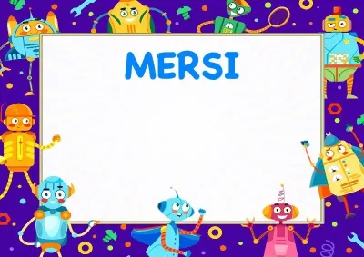 Modèle de lettre de remerciement pour enfants «Robots amusants»