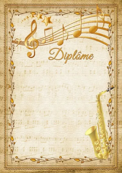 Modèle de diplôme musical «Saxophone»