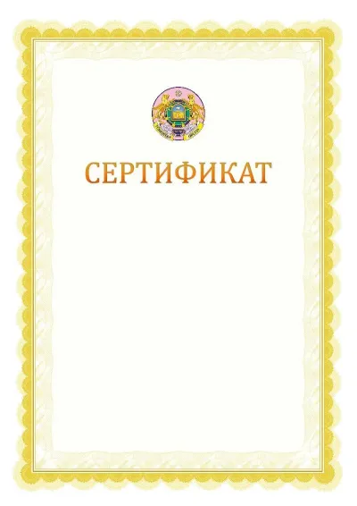 Ресми сертификаттың №17 үлгісі
