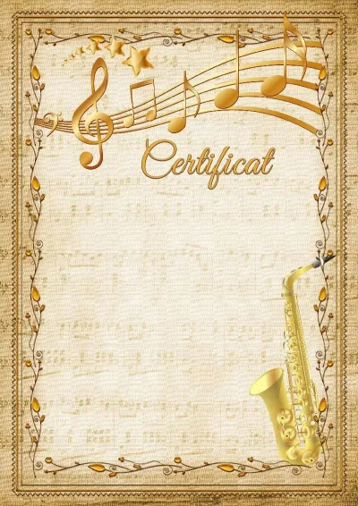 Modèle de certificat musical «Saxophone»