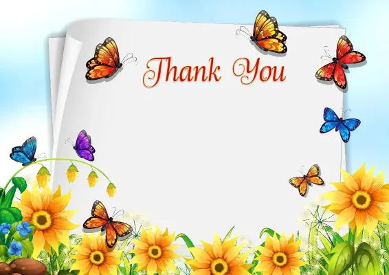 Children's letter of appreciation template «Butterflies in the garden»