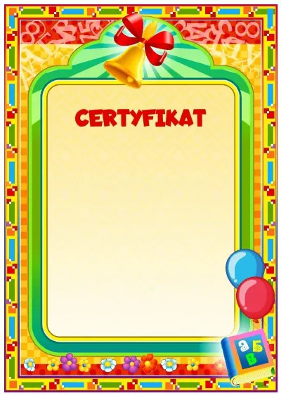 Шаблон школьной certyfikaty «Школьный звонок»