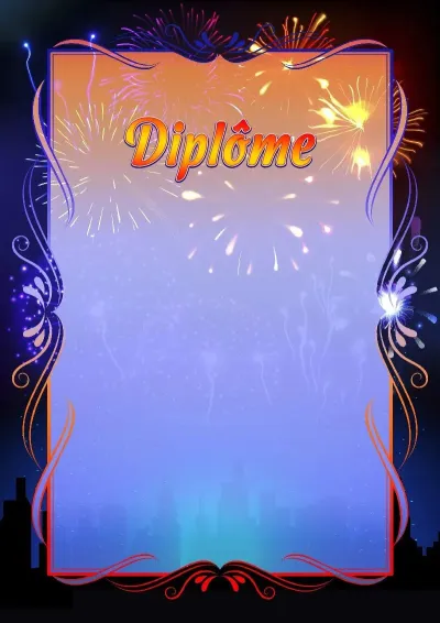 Modèle de diplôme artistique «Feux d'artifice»