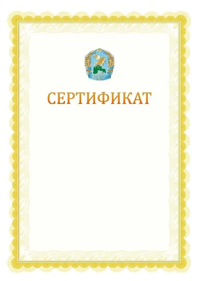 Ресми сертификаттың №17 үлгісі