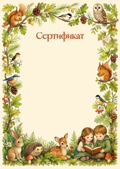 «Орман достары» балаларға арналған сертификат шаблоны