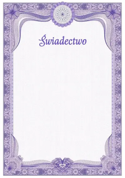 Szablon uroczystego świadectwa nr 2