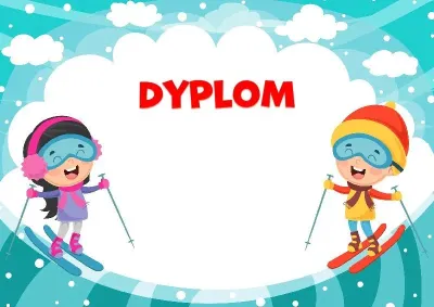 Szablon dziecięcego dyplomu «Zima na nartach»