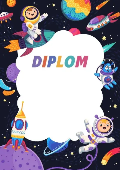Diplomvorlage für Kinder „Lustiger Weltraum“