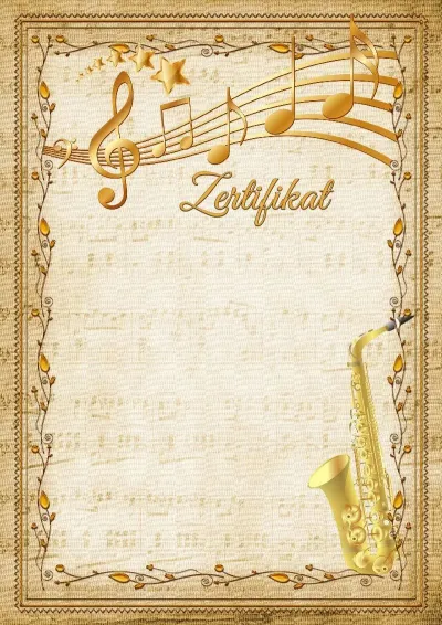 Musikalische Zertifikat-Vorlage «Saxophon»