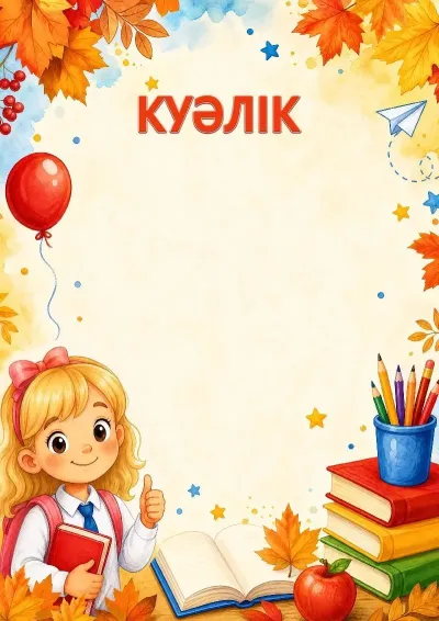 «Білімге алға!» куәлік шаблоны