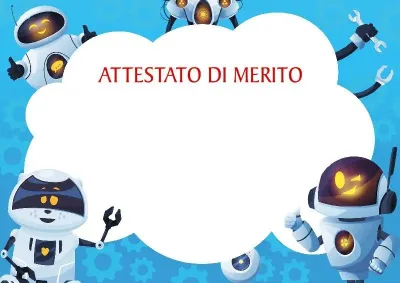 Modello di attestato per bambini «Robot allegri»