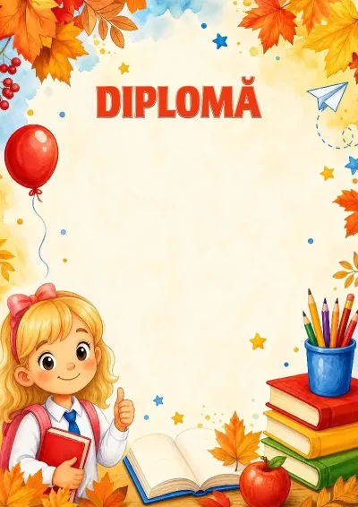 Șablon de diplomă școlară „Înainte spre cunoștințe!”