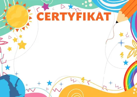 Szablon dziecięcego certyfikatu «Słoneczne Lato»