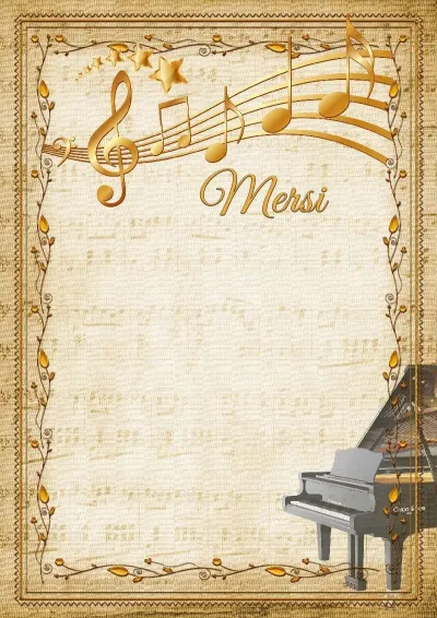 Modèle de lettre de remerciement musicale «Piano à queue»