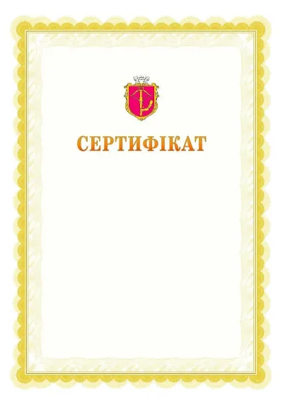 Шаблон офіційного почесного сертифіката №17