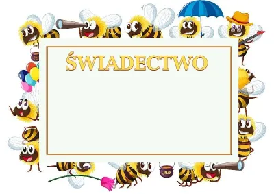 Szablon dziecięcego świadectwa «Wesołe pszczółki»