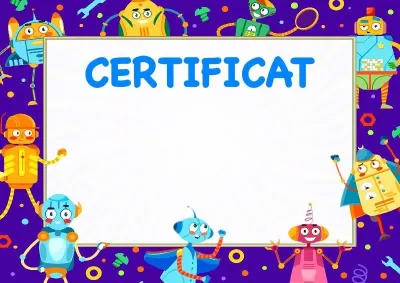 Șablon de certificat pentru copii «Roboți amuzanți»