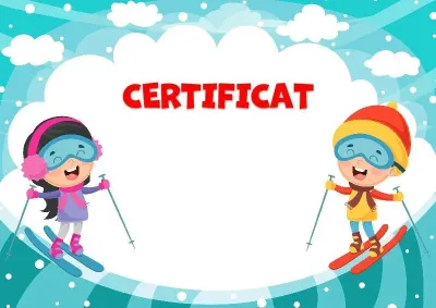 Șablon de certificat pentru copii «Iarna la schi»