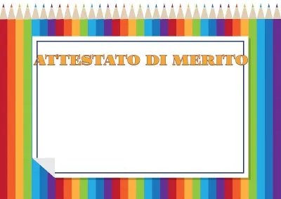 Modello di attestato per bambini «Matite arcobaleno»