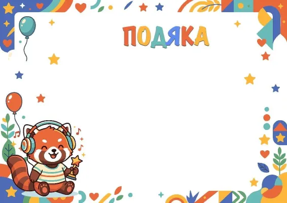 Шаблон дитячої подяки «Музична панда»