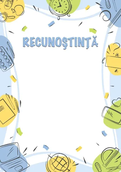 Șablon de recunoștință «Descoperiri școlare»