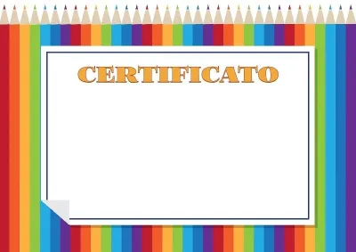 Modello di certificato per bambini «Matite arcobaleno»