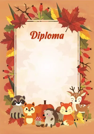 Modello di diploma per bambini «Amici d'autunno»