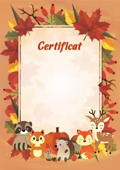Modèle de certificat pour enfants « Les amis de l'automne »
