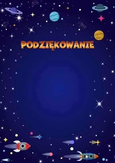 Szablon dziecięcego podziękowania «Kosmiczny lot»