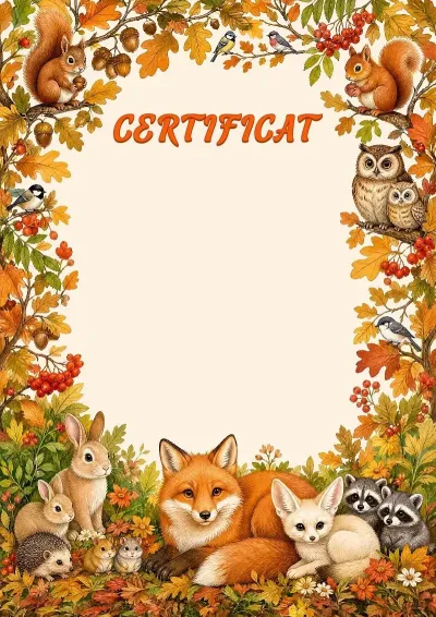 Modèle de certificat pour enfants « Automne douillet »