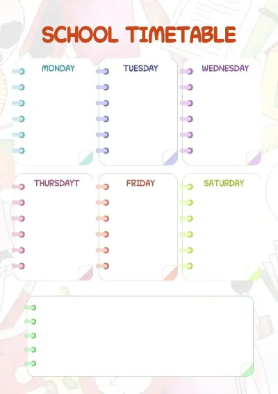 School timetable template «Marshmallow Pages»