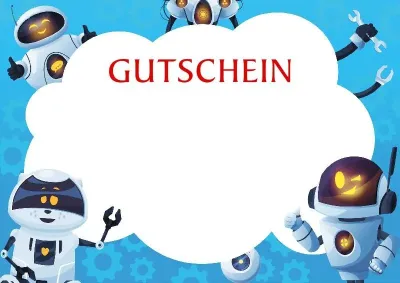 Kindervorlage für Gutschein „Lustige Roboter“
