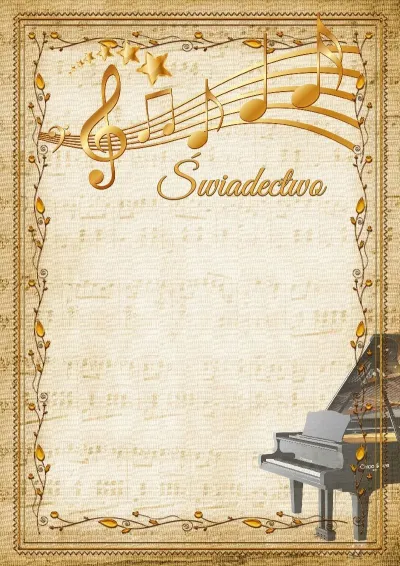 Szablon muzycznego świadectwa «Fortepian»