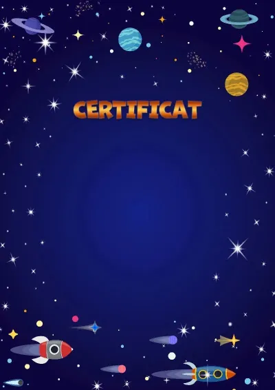 Modèle de certificat pour enfant «Vol spatial»