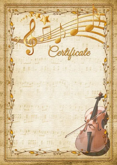 Musical certificate template «Contrabass»