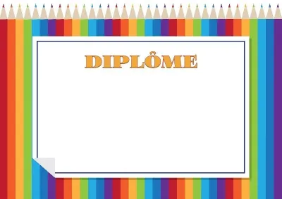 Modèle de diplôme pour enfants «Crayons arc-en-ciel»