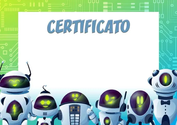 Modello di certificato scolastico «Robot - amici»