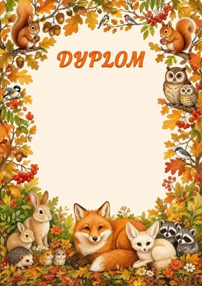 Szablon dziecięcego dyplomu „Przytulna jesień”